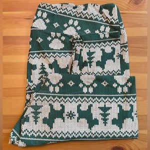 LuLaRoe plus size green holiday fair isle dog leggings